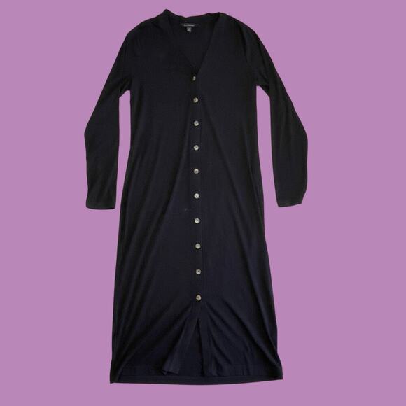 Banana Republic Black Button Front Sweater Dress Medium - Picture 7 of 11
